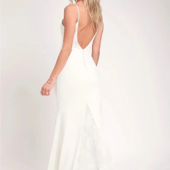 illusion long sleeve lace appliqued wedding dress Illusion Boat Neckline Long Sleeve A-Line Short Beaded Lace Applique Wedding Dress White / XL